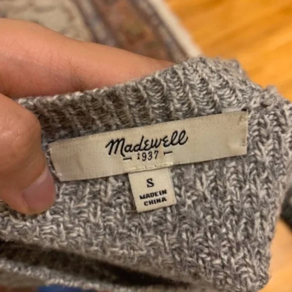 Gray Madewell Crewneck Long Sleeve Knit Sweater [Small] - Picture 3 of 3